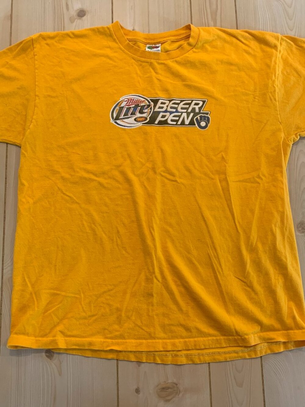 Vintage Y2K Milwaukee Brewers Miller Lite Beer Pen MLB Baseball T-Shirt Size XL